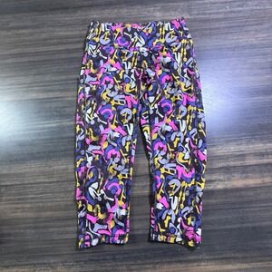 TEK GEAR Workout Cropped Leggings Multicolor Abstract Print Athleisure PM grunge